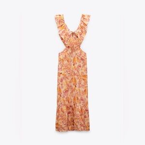 Zara Backless Dress with Pink and Orange Floral Design